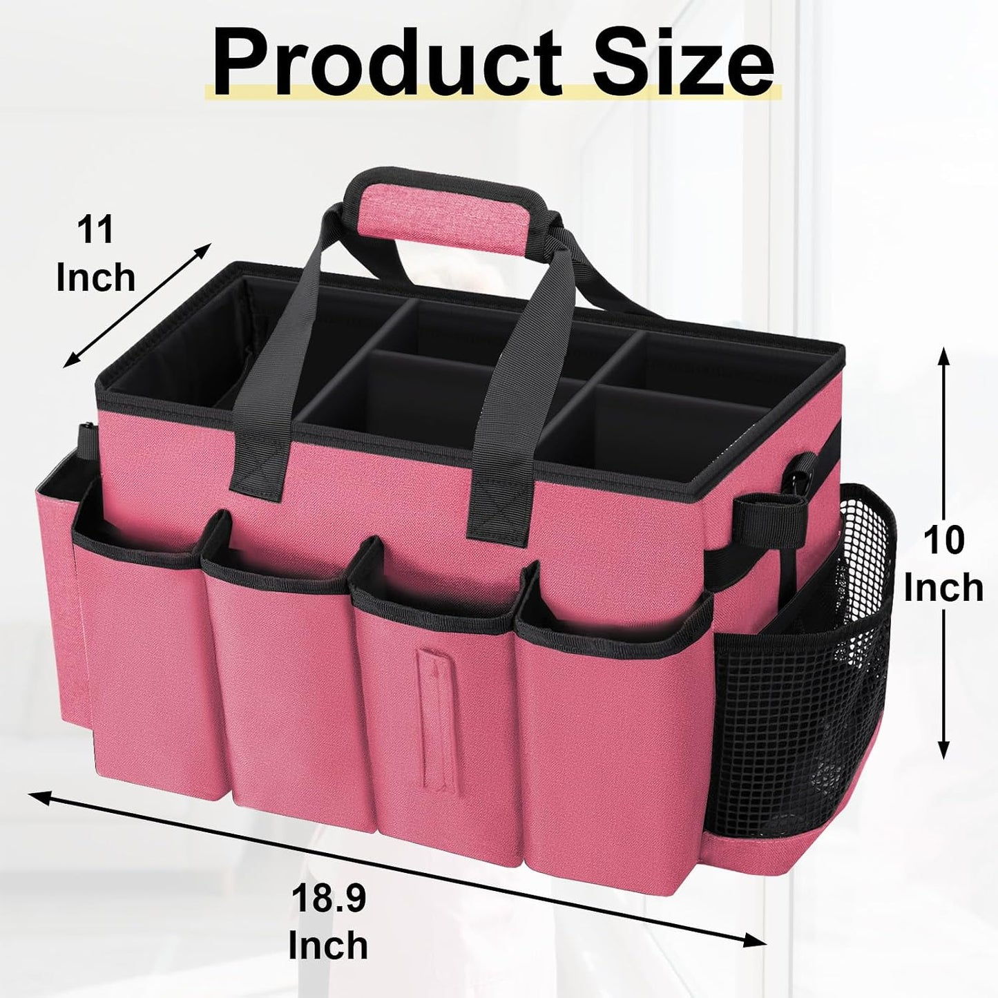 Wearable Large Cleaning Caddy Bag for Housekeepers (Black&Gray) | Cleaning Supplies Organizer with Adjustable Shoulder, Waist & Handle Straps, Detailing Bag for Kitchen Supplies