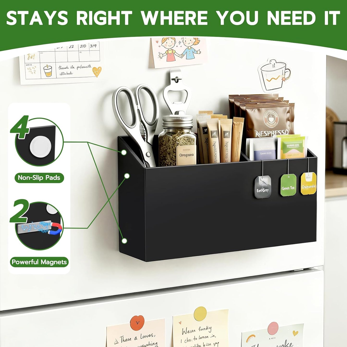 MR.MATE Magnetic Pen Holder,Clear Magnetic Marker Cup for Fridge Whiteboard | Dry Erase Marker Pencil Holder with Acrylic Cup and Strong Magnet, Non-slip Design For Refrigerator Locker Office & Classroom