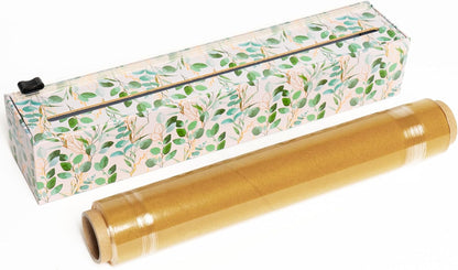 Chicwrap Veggies Refillable Plastic Wrap Dispenser - Includes One 12" x 250' Roll of Professional Grade Plastic Wrap - BPA Free and Kosher Certified - Reusable Dispenser w/Slide Cutter | Reusable Plastic Wrap Dispenser with Four Non-Slip Rubber Feet and