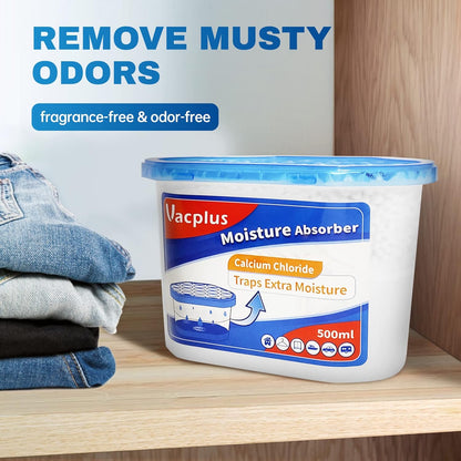Vacplus Moisture Absorber, 10.5 OZ, Strong Absorption, Ocean Scent | Closet, Bathroom, Kitchen, Study, Odor Eliminator, Dehumidifier Bucket, 12 Pack