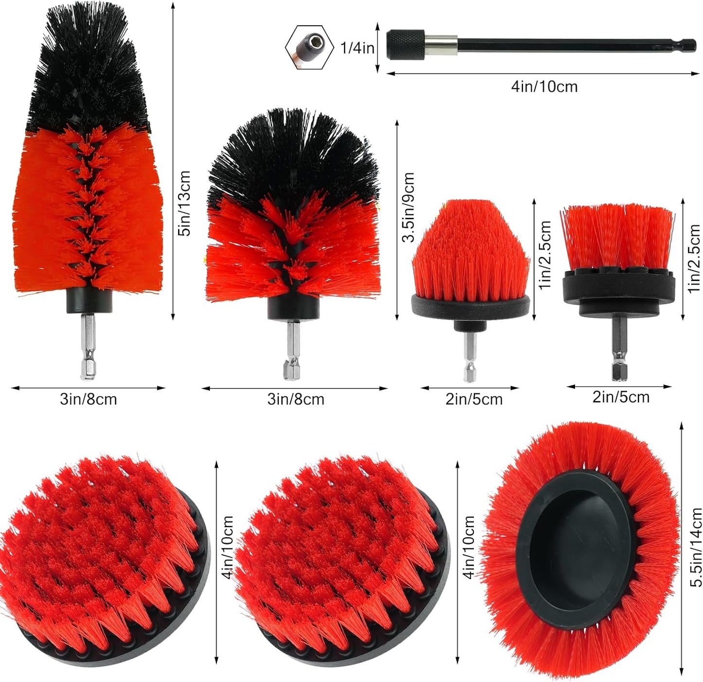 8 Pcs Drill Brush Attachment Set - Power Scrub Brush Kit | Brush Drill with Extend Long Attachmen - All Purpose Household Cleaning Brushes for Car, Grout, Floor, Tub, Bathroom