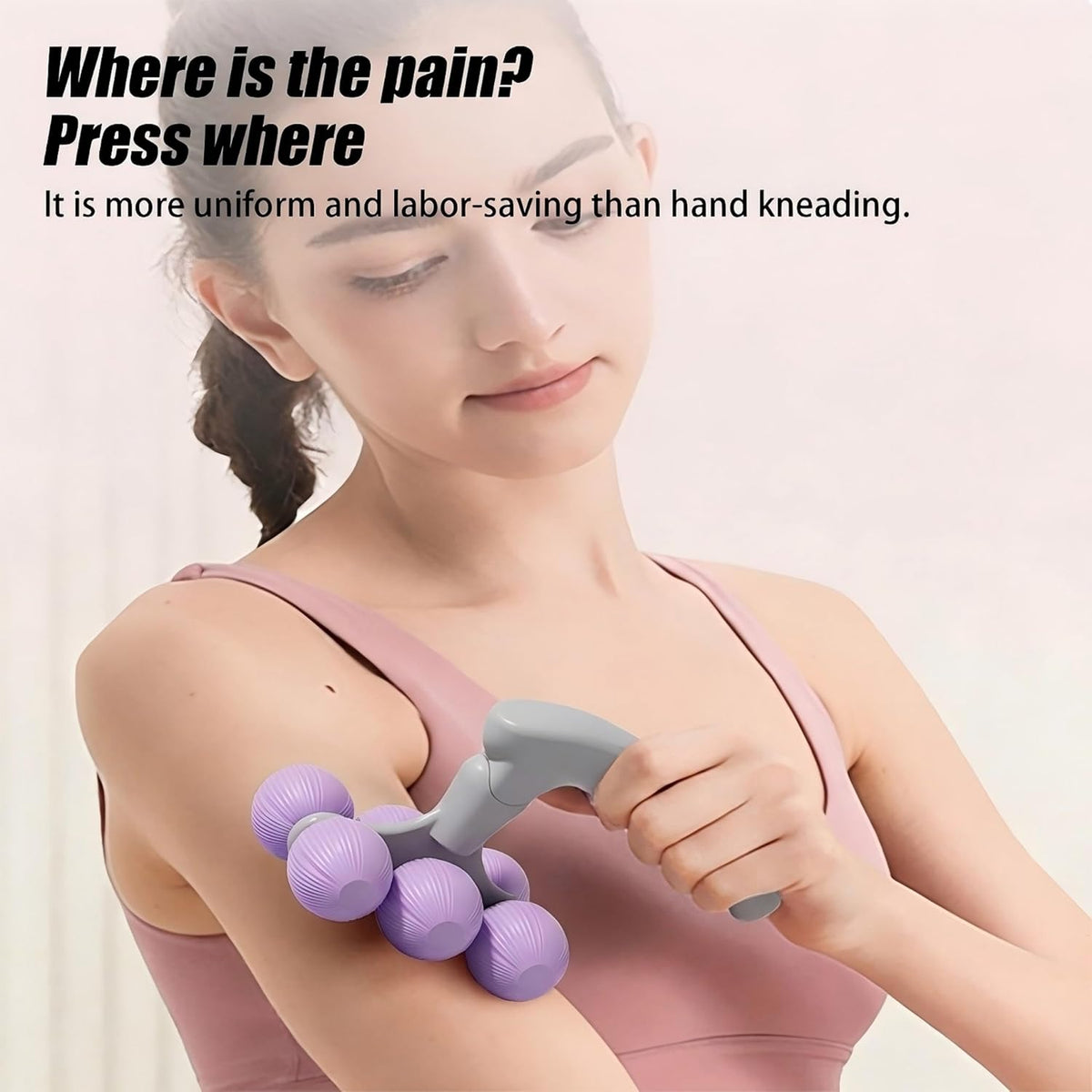 6-Wheel Handheld Massage Roller for Muscle Pain Relief (Blue)