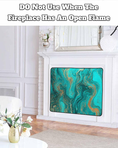 Magnetic Fireplace Cover Sage Green Marble Fireplace Screen Decorative Abstract Fluid Art Insulation Fireplaces Blocker Blanket Save Energy Fireplaces Draft Stopper Covers for Living Room 36x30 Inch