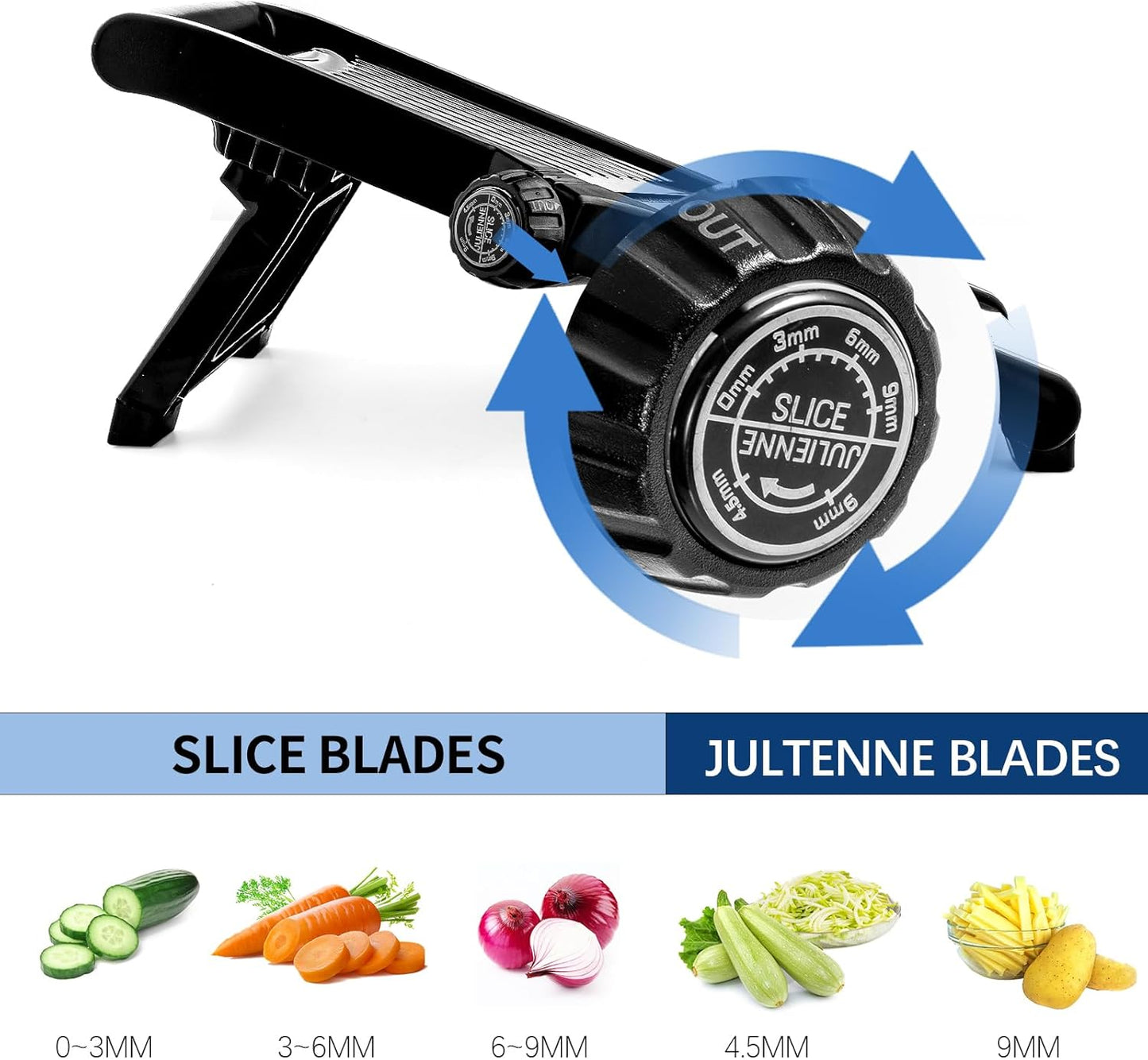 Weltonhm Mandoline Slicer for Kitchen, Mandolin and Julienne for Vegetables | Stainless Steel Mandoline Slicer for Onion, Cucumber, Cabbage, Potato and Carrot Vegetable Slicer with Cut-Resistant Gloves