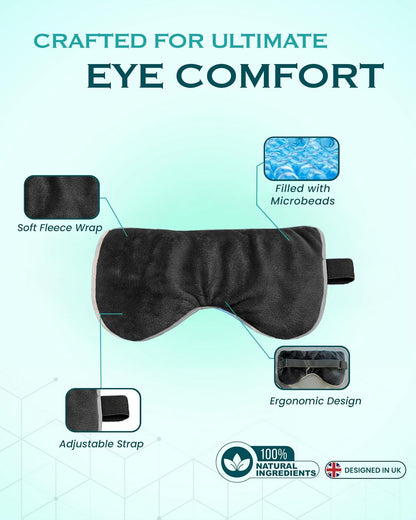 Heated Eye Mask for Dry Eyes, Stye, Blepharitis & Puffiness Relief – Microwavable Warm Compress with Soft Fleece – ThermoDR Reusable Mask for Fatigue, Strain, Sinus & Irritation – Grey