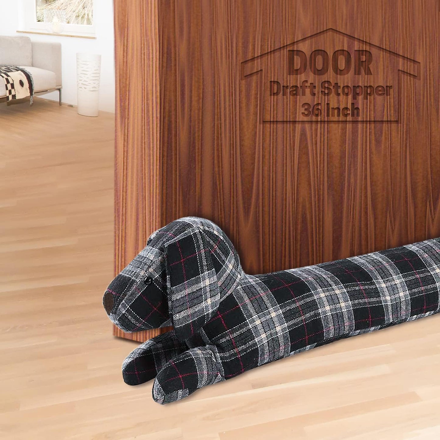 SWISSELITE 36 Inch Under Door Stopper, Decorative Door Noise Blocker | Weighted 3.2 Pounds Animal Air Draft Stopper Soundproof Energy Saver for Door & Window
