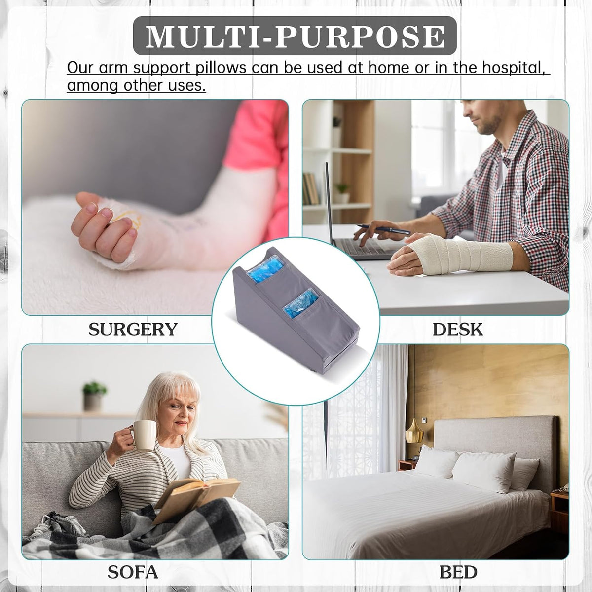 Buryeah Dark Gray Arm Elevation Pillow 2 Pocket, Plush Material