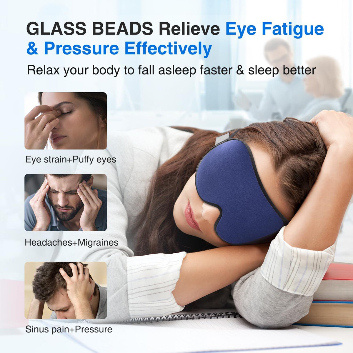 YFONG Weighted Sleep Mask for Women Men, 3D Light Blocking Eye Mask, Black