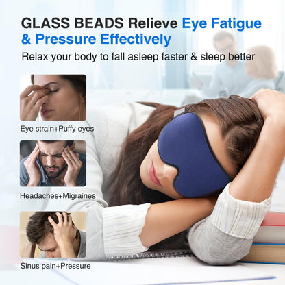 YFONG Weighted Sleep Mask for Women Men, 3D Light Blocking Eye Mask, Black