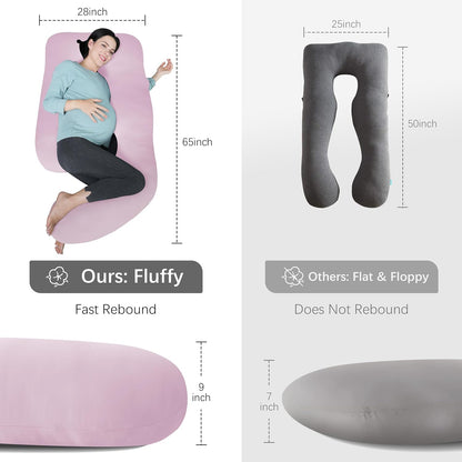 MOON PARK Pregnancy Pillows for Sleeping - 57 Inch U Shaped Full Body Maternity Pillow with Removable Cover - Support for Back, Legs, Belly, Hips - Pregnancy Pillow for Women - Grey