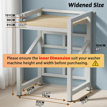 Over The Washer and Dryer Storage Shelf, Widen 29.5in & Height Adjustable | Space Saver Washer Dryer Stacking Rack Kit, 1.2mm Wall Thickness, 660lbs Capacity, for Laundry Room, Bathroom