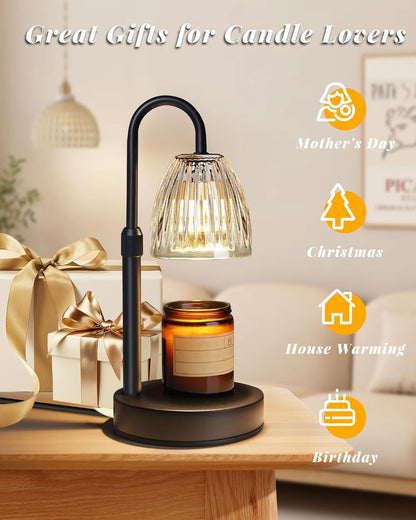 Candle Warmer Lamp with Timer Dimmer Adjustable Height, Mothers Day Gifts for Mom, Birthday Gifts for Women, House Warming New Home Decor, Electric Wax Warmer for Jar Candles, Gold