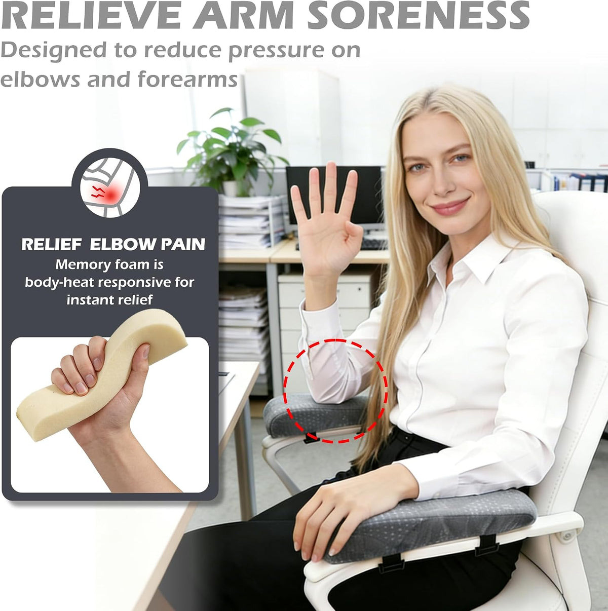 Soft Office Chair Armrest Pads, Comfort Elbow Pillows