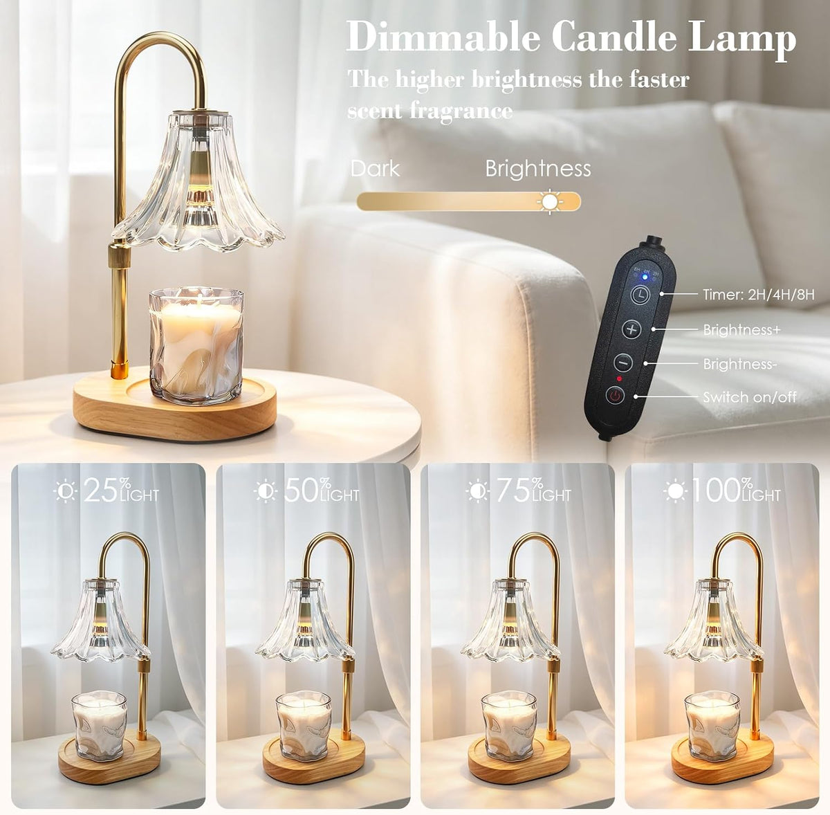 Adjustable Candle Warmer Lamp with Timer: Mothers Day Gifts Lamp fits All Candle Jar Home Decor - Wax Warmer for Scented Wax - Birthday Gifts for Women