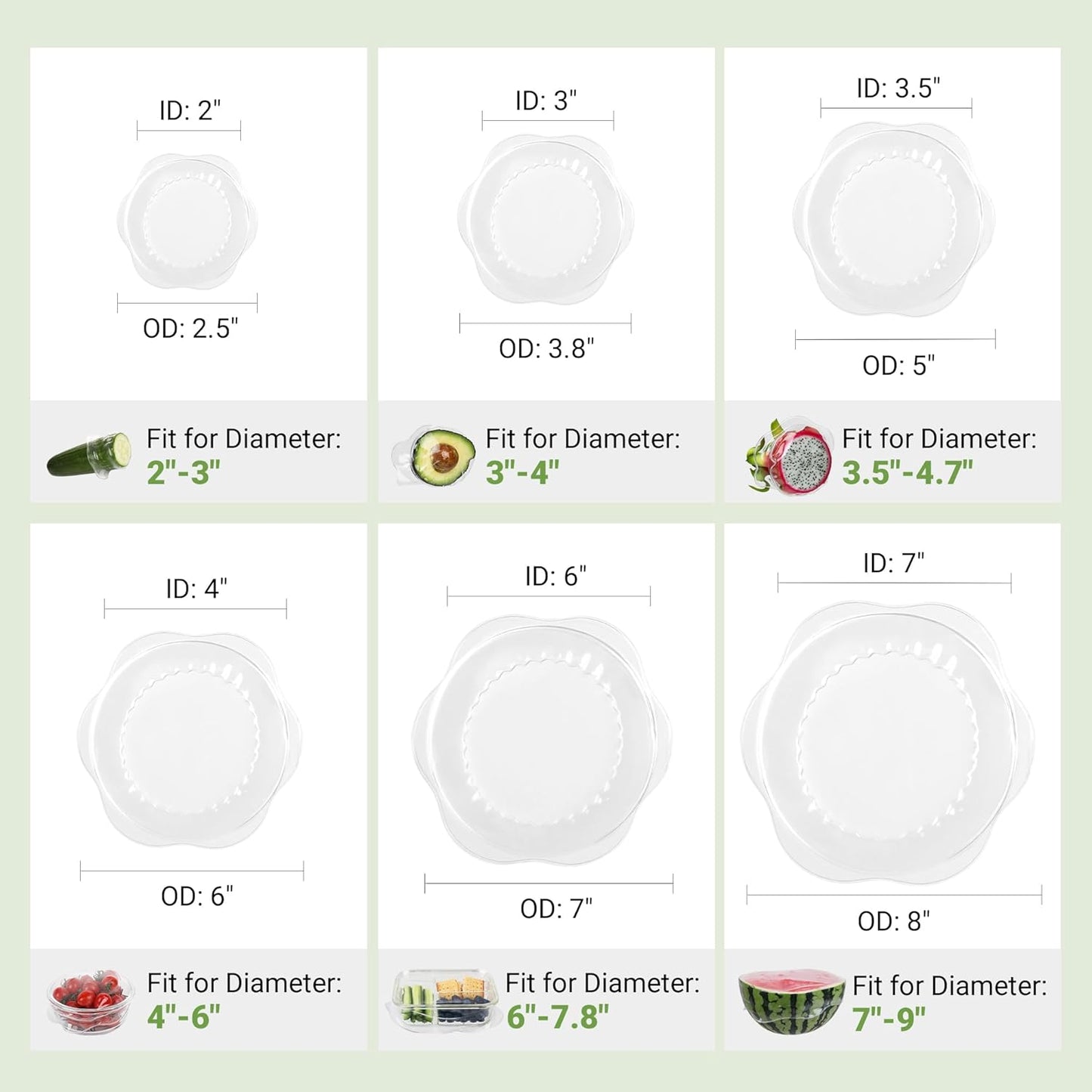 Silicone Stretch Lids for Food Storage in Fridge, Reusable Elastic Bowl Covers for Cup, Cans, Jars, Round & Rectangle Container, Food Grade Silicone Microwave Food Cover, Heat-Resistant, 6PCS