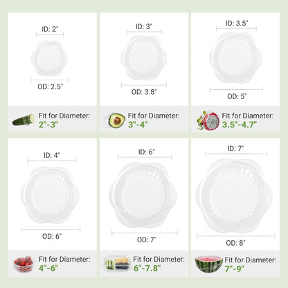 Silicone Stretch Lids for Food Storage in Fridge, Reusable Elastic Bowl Covers for Cup, Cans, Jars, Round & Rectangle Container, Food Grade Silicone Microwave Food Cover, Heat-Resistant, 6PCS