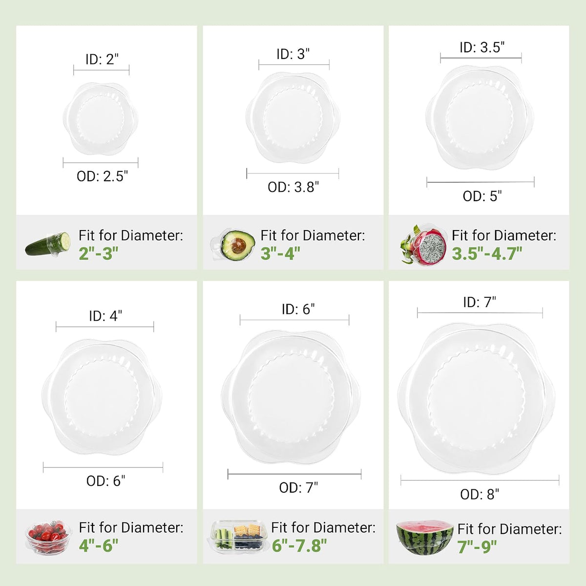 Silicone Stretch Lids for Food Storage in Fridge, Reusable Elastic Bowl Covers for Cup, Cans, Jars, Round & Rectangle Container, Food Grade Silicone Microwave Food Cover, Heat-Resistant