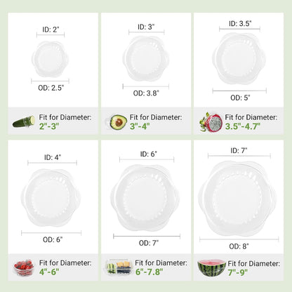 Silicone Stretch Lids for Food Storage in Fridge, Reusable Elastic Bowl Covers for Cup, Cans, Jars, Round & Rectangle Container, Food Grade Silicone Microwave Food Cover, Heat-Resistant