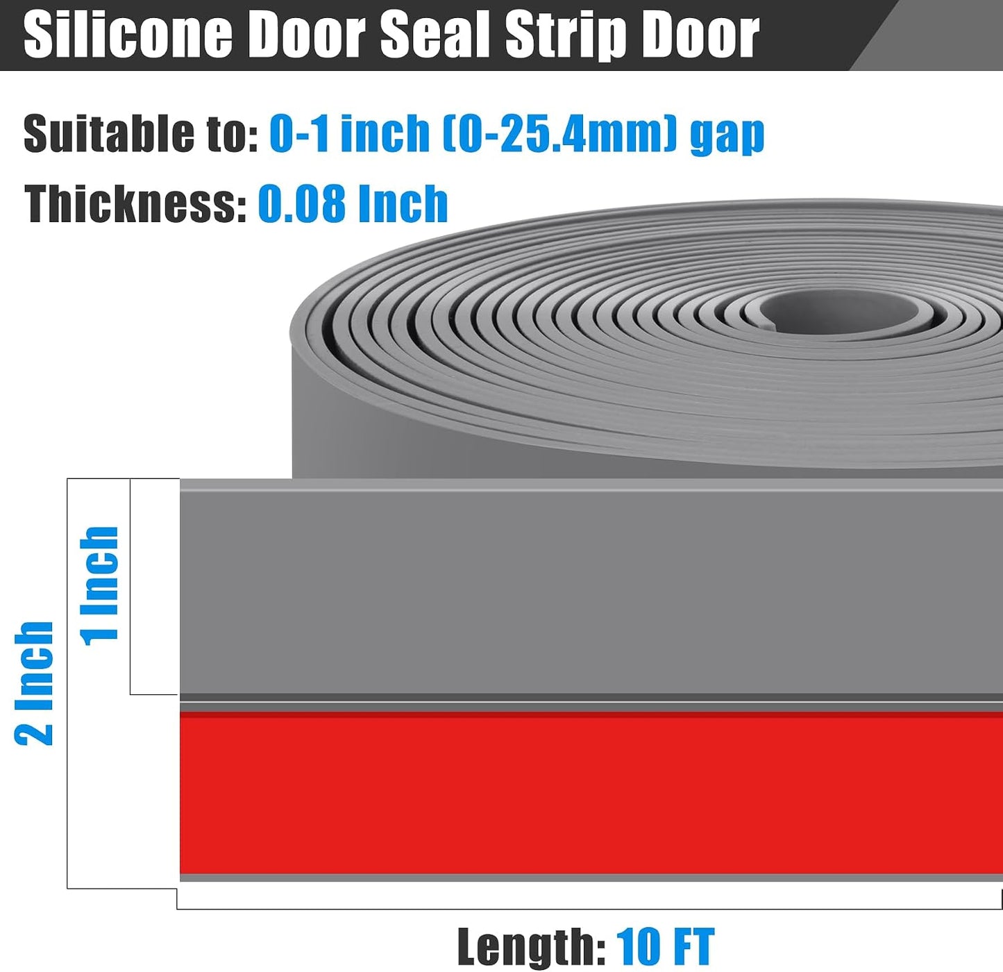 Draft Seal Tape for Doors and Windows 2 in x 20 Ft Silicone Weather Stripping Extra Thick 2mm Door Seal Strip with Strong Adhesive Draft Insulation Stopper Side Seal - Clear