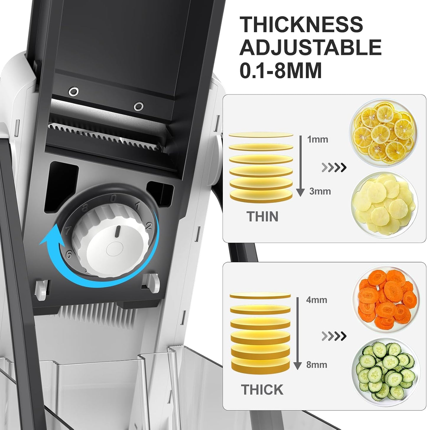 Safe Mandoline Slicer for Kitchen, Potato Slicer for Chips,Vegetable Cutter | Potato Slicer for Chips, 6 in 1 Vegetable slicer with Thickness Adjuster, Faster Kitchen Slicer for Meal Prep (Only Slice)