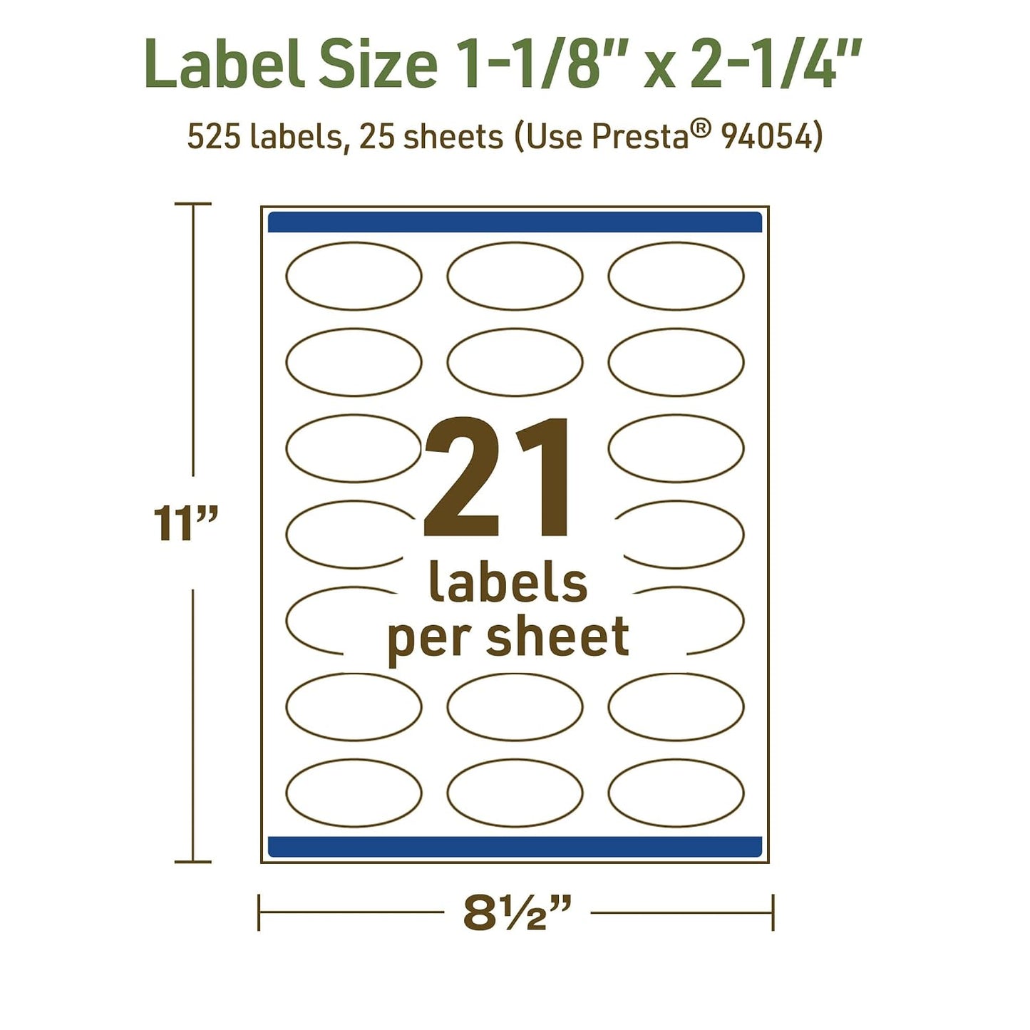 Avery Dissolvable Oval Labels, Sure Feed Technology, 1-1/8" x 2-1/4", Matte White, Print-to-The-Edge, Laser/Inkjet Printable, 105 Labels Total