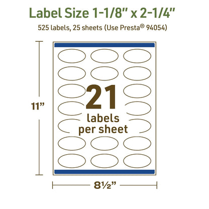 Avery Dissolvable Oval Labels, Sure Feed Technology, 1-1/8" x 2-1/4", Matte White, Print-to-The-Edge, Laser/Inkjet Printable, 105 Labels Total