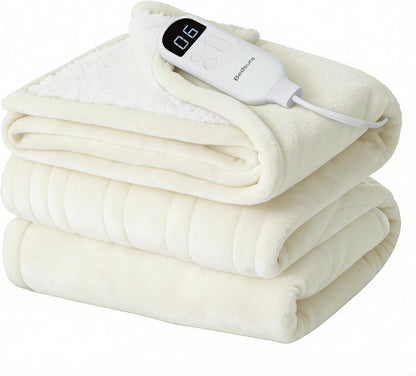 Bedsure Heated Blanket Throw Blanket with Preheat Function - Fast Heating Electric Blanket, Soft Flannel Throw with 6 Time Settings(Up to 10H), 6 Heating Settings, Gifts for Grandma (50"x60", Grey)