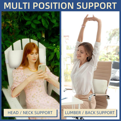 Headrest Pillow for Patio Chaise Lounge, 2 Packs Head Pillow with Elastic Band for Zero Gravity Lounge Chair, Head Neck Rest Pillow Lumbar Pillow, Beige