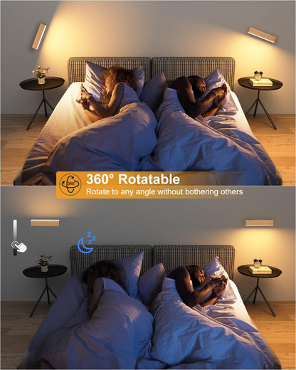 Rechargeable Wood Wall Lights with Remote & Touch, 5200mAh Battery Operated Wall Sconce 3 Color Temperatures & RGB. Magnetic, Stick-On, Dimmable Wall Reading Lamp for Bedroom, Living Room, Picture