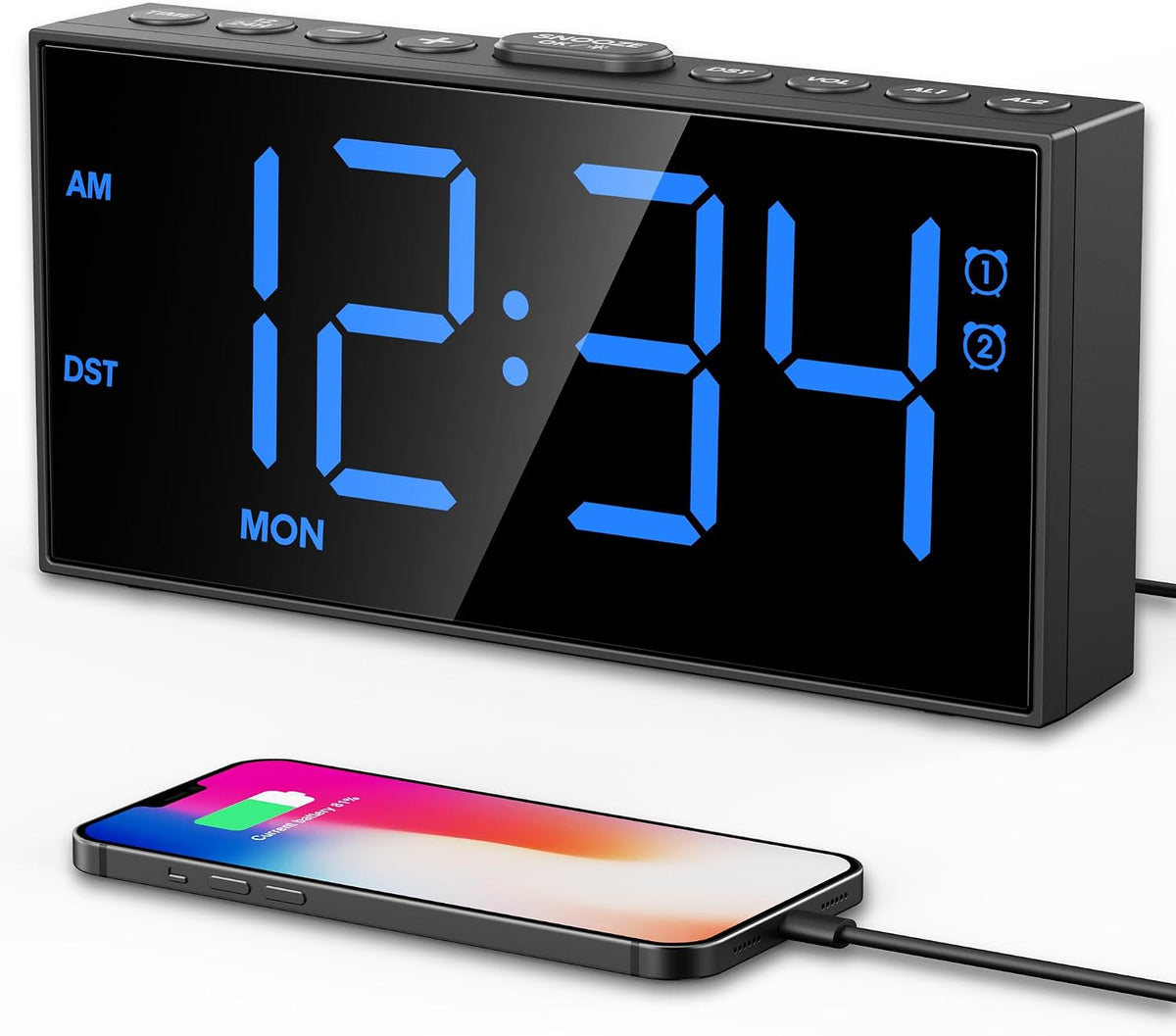 Vibrating Alarm Clock for Heavy Sleepers with Bed Shaker, 116dB Dual Alarms