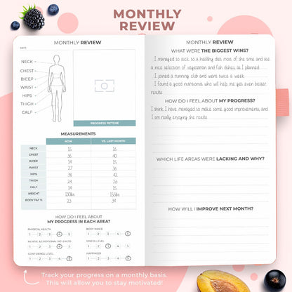 Clever Fox Wellness Planner & Food Journal for Weight Loss, A5 Orange | 5.8"x8.3" nutrition & exercise tracker for women tracking meals, diet & symptom diary, calorie counter notebook, stickers