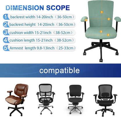 Tallew 4 Pcs Office Chair Covers Set Computer Universal Protective Stretchable Chair Seat Covers Desk Armrest Slipcovers Pads Office Cushion Backrest for Rotating (XL,Silver Gray)