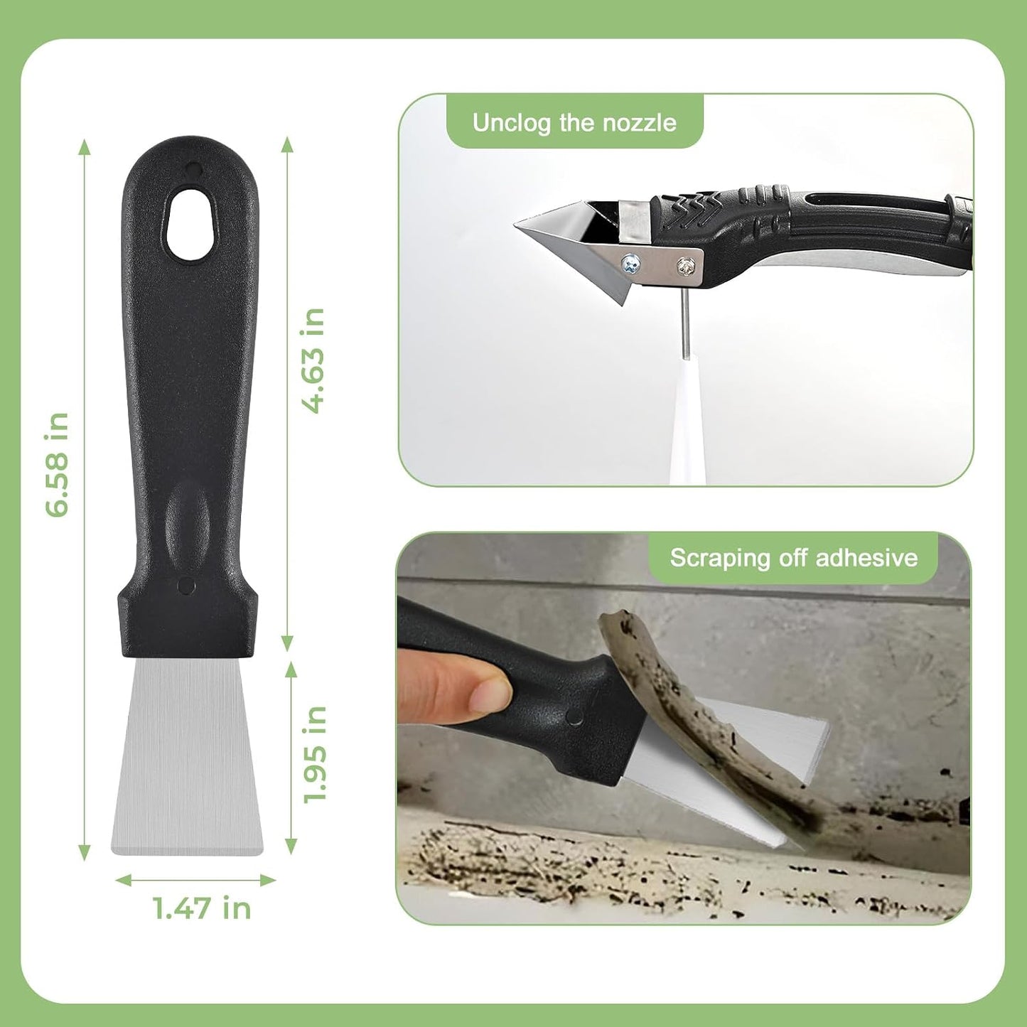 Silicone Caulking Tool Kit, Caulk Remover & Grout Removal Tool | Sealant Finishing Tool with Stainless Steel Head for Bathroom Shower Bathtub Tile DIY Household Renovation