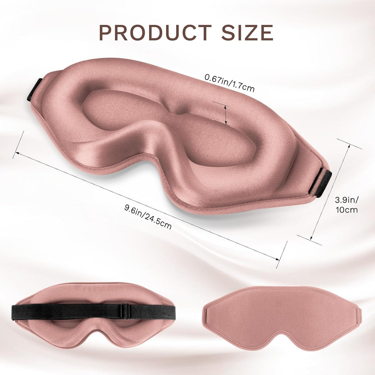 FlyCoco 99% Fully Block Out Light Eye Sleep Mask, 3D Deep Contoured Eyes Cover Zero Pressure, Long Lash Extension Eyes Mask with Adjustable Straps for Sleeping Travel Home Nap Rest Women Men (Pink)