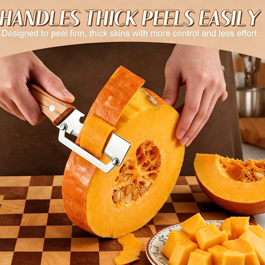 2 in 1 Multi Functional Vegetable Peeler for Kitchen，Vegetable Peeler with Wooden Handle and Bottle Opener, Stainless Steel Blade Kitchen Tool for Fruit Apple Carrot Potato Pumpkin Papaya(2PCS)
