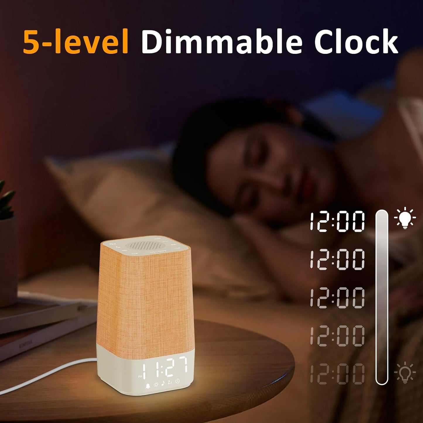 10-60 Mins Simulated Sunrise Alarm Clock: Gentle Wake Up Light for Bedroom | Adjustable Brightness 32-Level Volume Bright & Loud Enough for Dark Morning - White Noise Machine with 30 Smoothing Sounds
