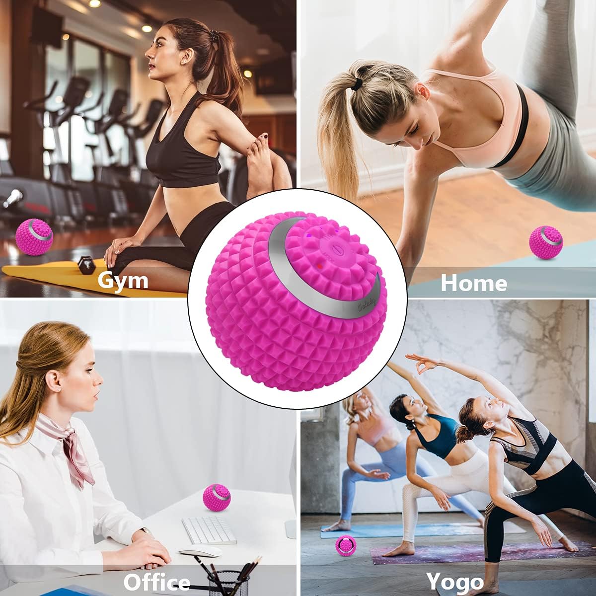 Vibrating Massage Ball 4-Speed High-Intensity Fitness Yoga Massage Roller, Relieving Muscle Tension Pain & Pressure Massaging Balls (Black)