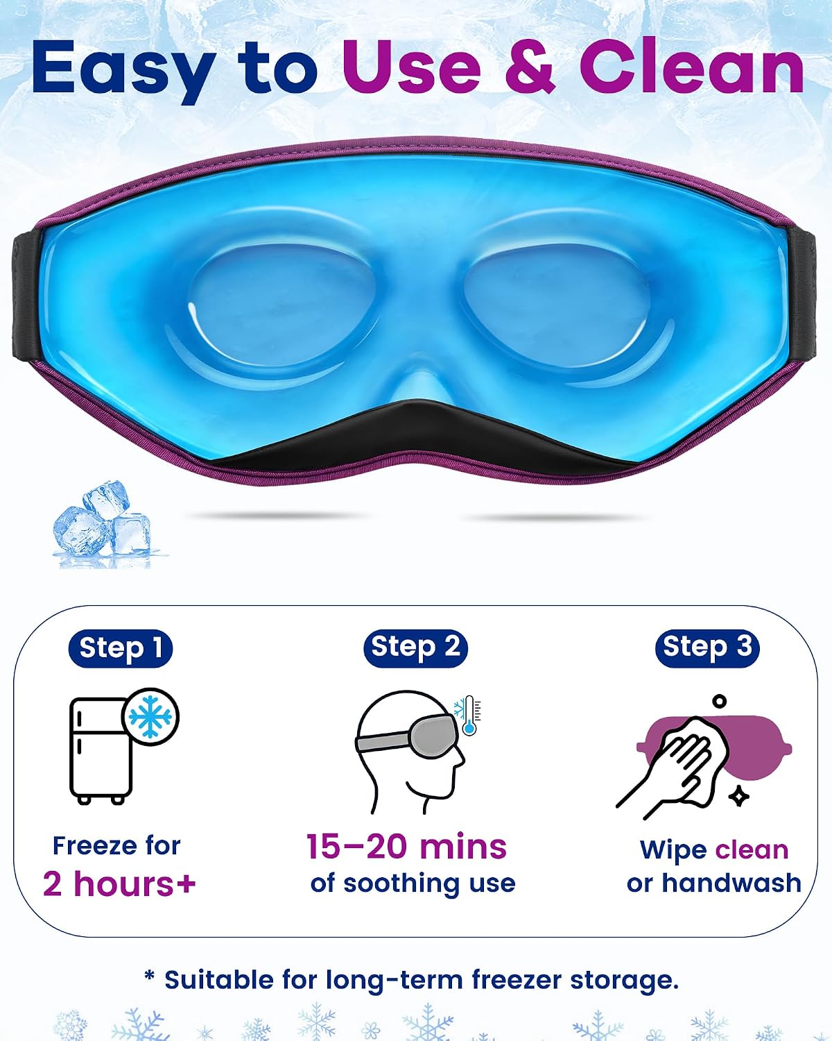 BeeVines 3D Cooling Gel Eye Mask for Puffy Eyes Migraines Headache Fast Relief, After Surgery Care, Ice Pack for Cold Compress, 6 OZ Contoured Weighted Sleep Mask for Sleeping, 100% Blackout