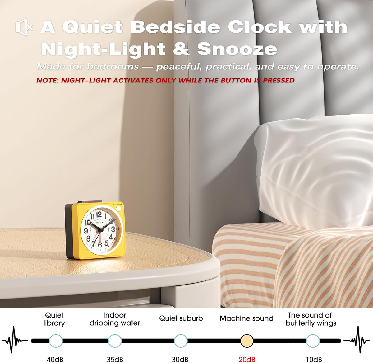 AYRELY® 2.6" × 1.4" Ultra Small Battery Operated Analog Travel Alarm Clock