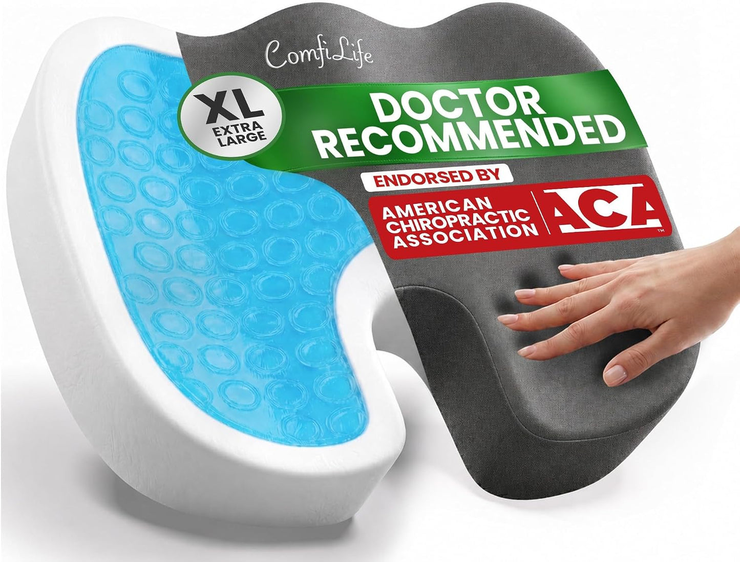 ComfiLife Premium Gel & Memory Foam Seat Cushion – Doctor Recommended Office Chair Cushion, Car Seat Cushion – Chair Cushions for Back & Sciatica Pain Relief – Seat Cushions for Office & Desk (Black)