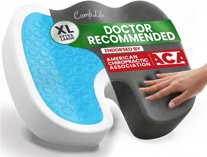ComfiLife Premium Gel & Memory Foam Seat Cushion – Doctor Recommended Office Chair Cushion, Car Seat Cushion – Chair Cushions for Back & Sciatica Pain Relief – Seat Cushions for Office & Desk (Black)