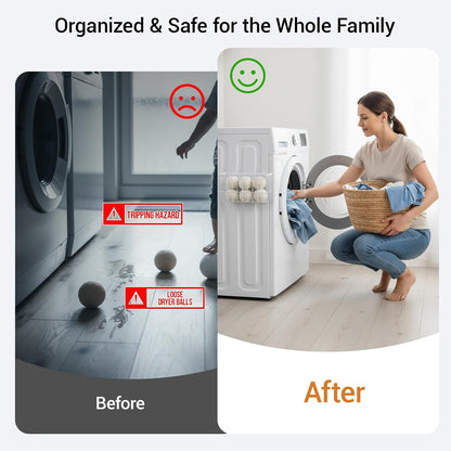 FAMNONE 1-Pack Magnetic Basket for Dryer Balls, Laundry Room Organizer | Metal Dryer Ball Holder, Magnetic Lint Bin, Fridge Basket, Washer Dryer Organizer for Kitchen, Laundry