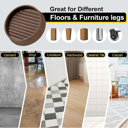 xxxHOLIC Rubber Non Slip Furniture Pads, 2" Black Round, Set of 4 | Furniture Grippers for Hardwood Floors, Anti Skid Caster Cups, Bed Frame & Couch Stoppers, Floor Protectors for Heavy Duty