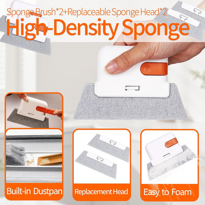 Window Sill Cleaner Tool - 14 Pcs Magic Door Window Track Cleaning Tool Kit | Sliding Door Track Cleaner Groove Crevice Cleaning Brush for Door/Sill/Corners/Sinks/Shutter/Tile/Blinds