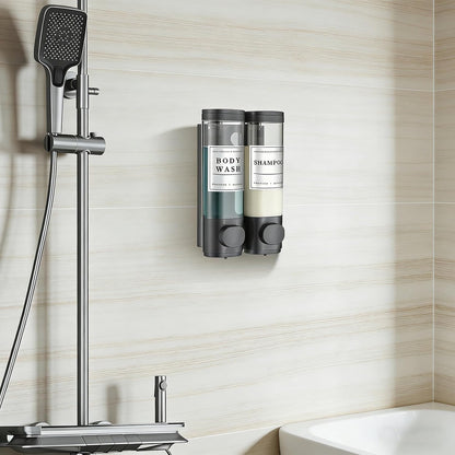 Shampoo and Conditioner Dispenser, Shower Soap Dispenser Wall Mounted, Shampoo Dispenser for Shower Wall No Drill, Bathroom Body Wash Dispenser 3 * 350ml Silver 3 Chamber
