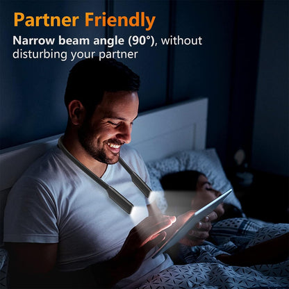Book Light LED Neck Reading Light,Bendable Rechargeable Book Light for Reading in Bed,Eye Friendly - 3 Colors & 3 Brightness Levels Perfect for Bookworms Kids Crafts Knitting Travel (White)