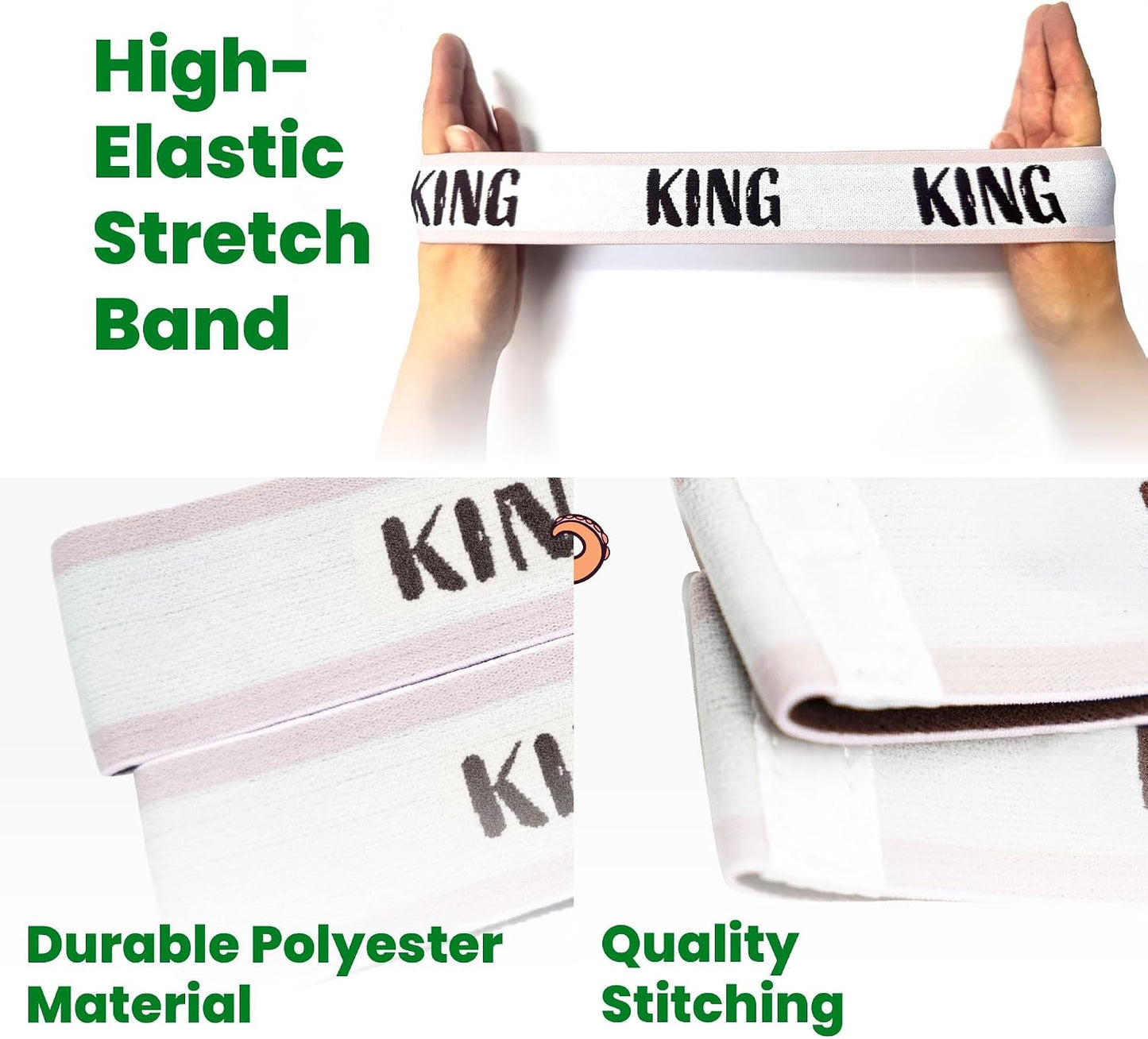 ECOHomes Bed Sheet Organizer Label Bands (King 4PCs Pack, Cream) | Storage Size Label Bands, Bed Sheets Set Organizers, Linen Closet Organization, Elastic Bedding Band, for Organizing Bedsheet
