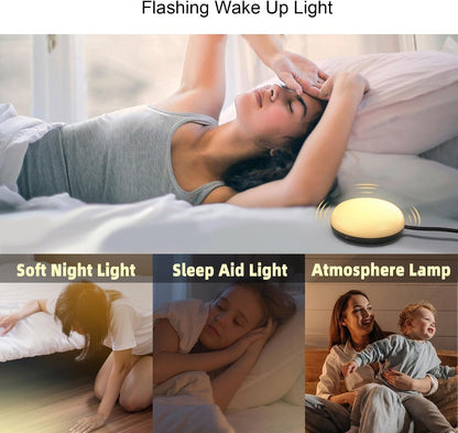 Electronic Vibration Alarm Clock with Super Loud Bed Shaker Memory Function Adjustable Brightness Volume 10 Songs Dual Alarm for Heavy Sleepers Bedroom Desk
