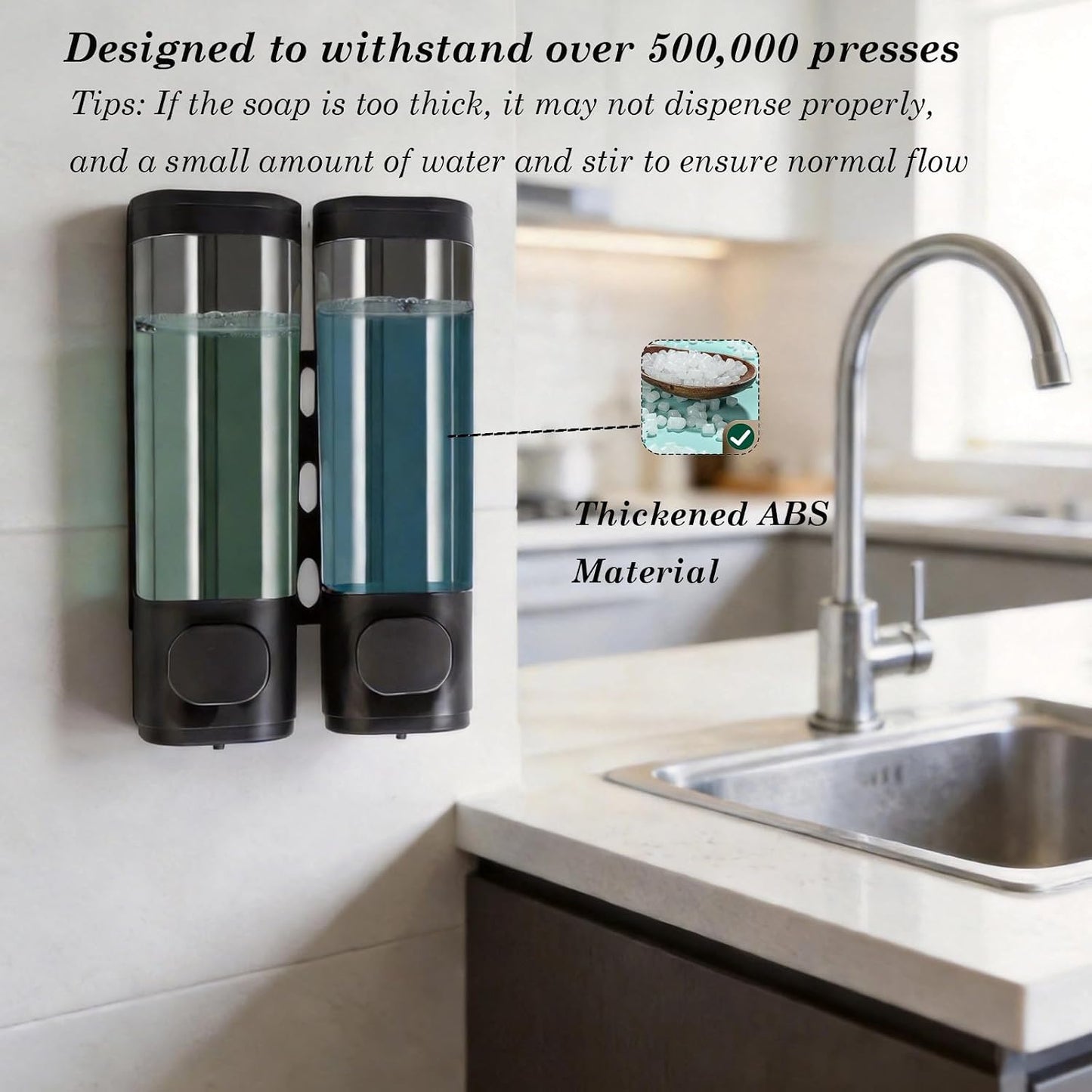 10oz/300ml Single Manual Wall Mounted Soap Dispenser, Black | Bathroom Shampoo and Conditioner Dispenser, Clear Plastic Refillable Liquid Lotion Pump Dispenser and Organizer