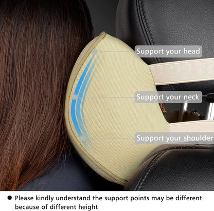Aukee Car Headrest Pillow Memory Foam Car Neck Pillow with Adjustable Strap Soft Leather Headrest for Driving Home Office Black (1PC)